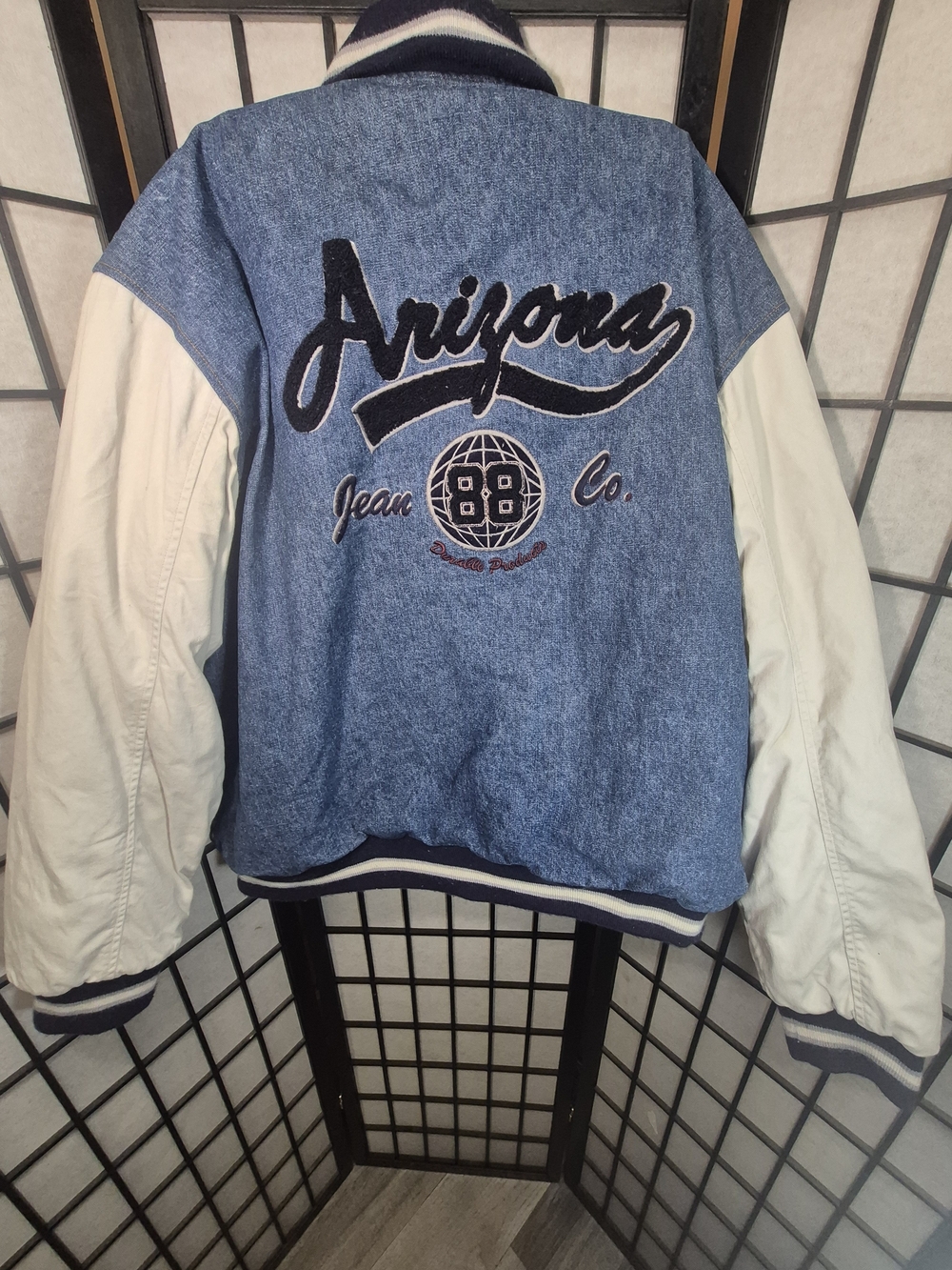 Vintage Arizona Jean Company 90's Denim Varsity Bomber Jacket SIZE XL